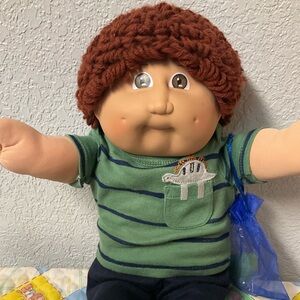 VTG Cabbage Patch Kid Boy Auburn Hair Brown Eyes Hong Kong Head Mold #2 1985